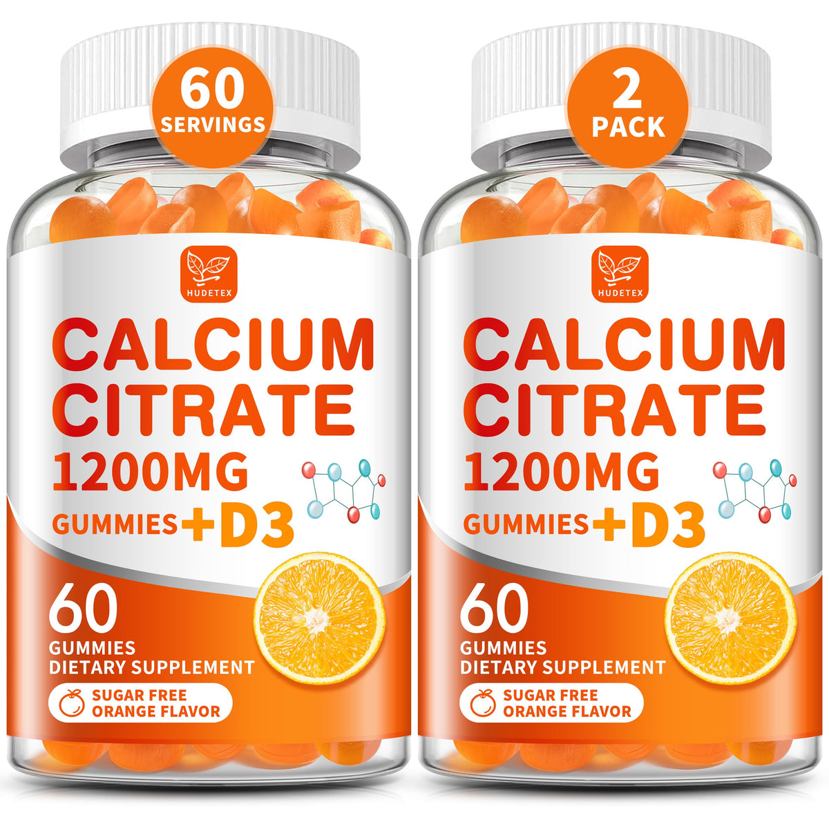 Hudetex gummies au calcium citrate 1200 mg avec vitamine D3, vue avant
