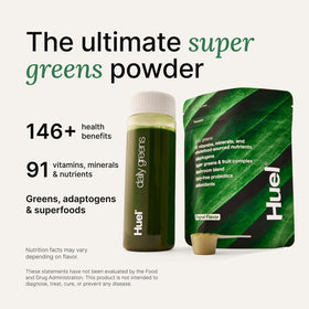 Huel Daily Greens 272g poudre vue en gros plan