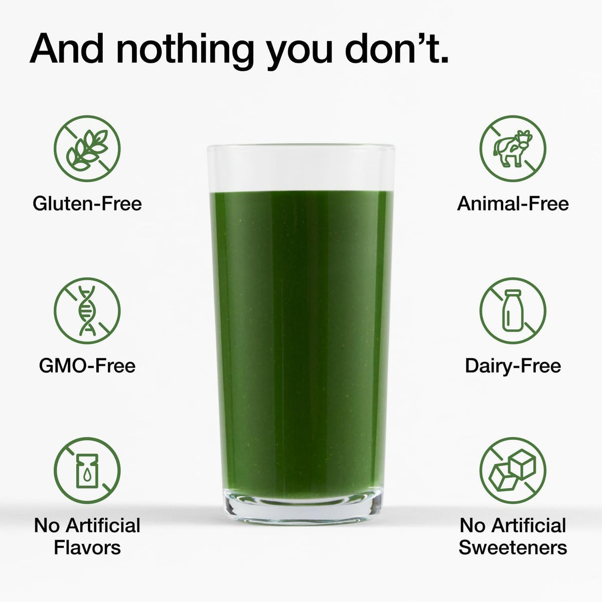 Huel Daily Greens avec fruits frais à côté