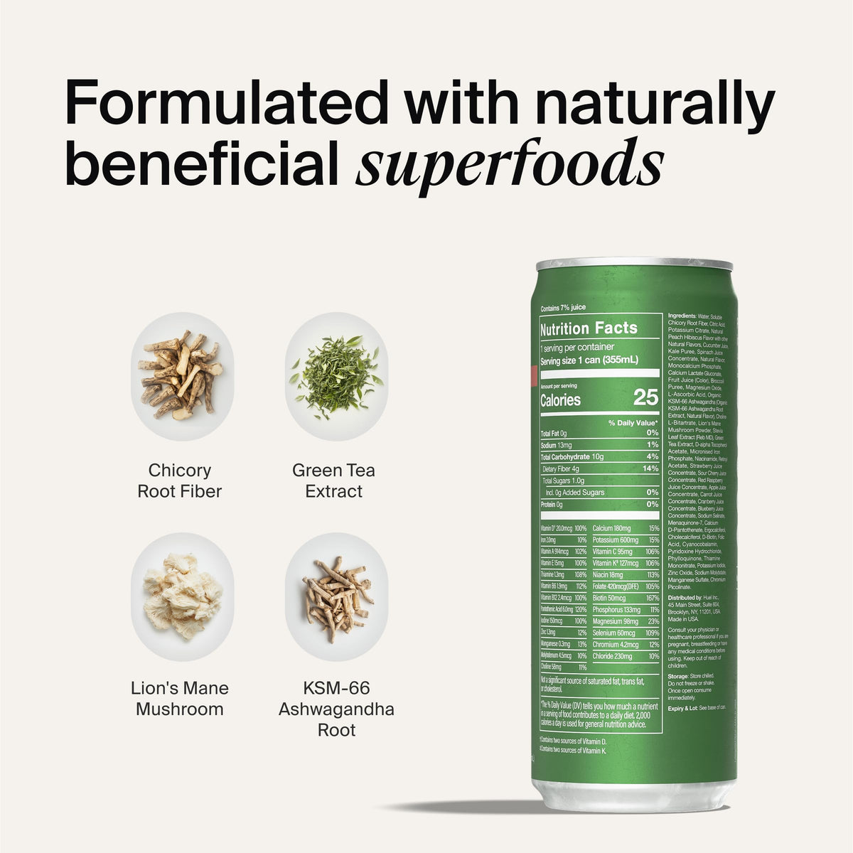 Huel Daily Greens Boisson Prête à Boire sur une table