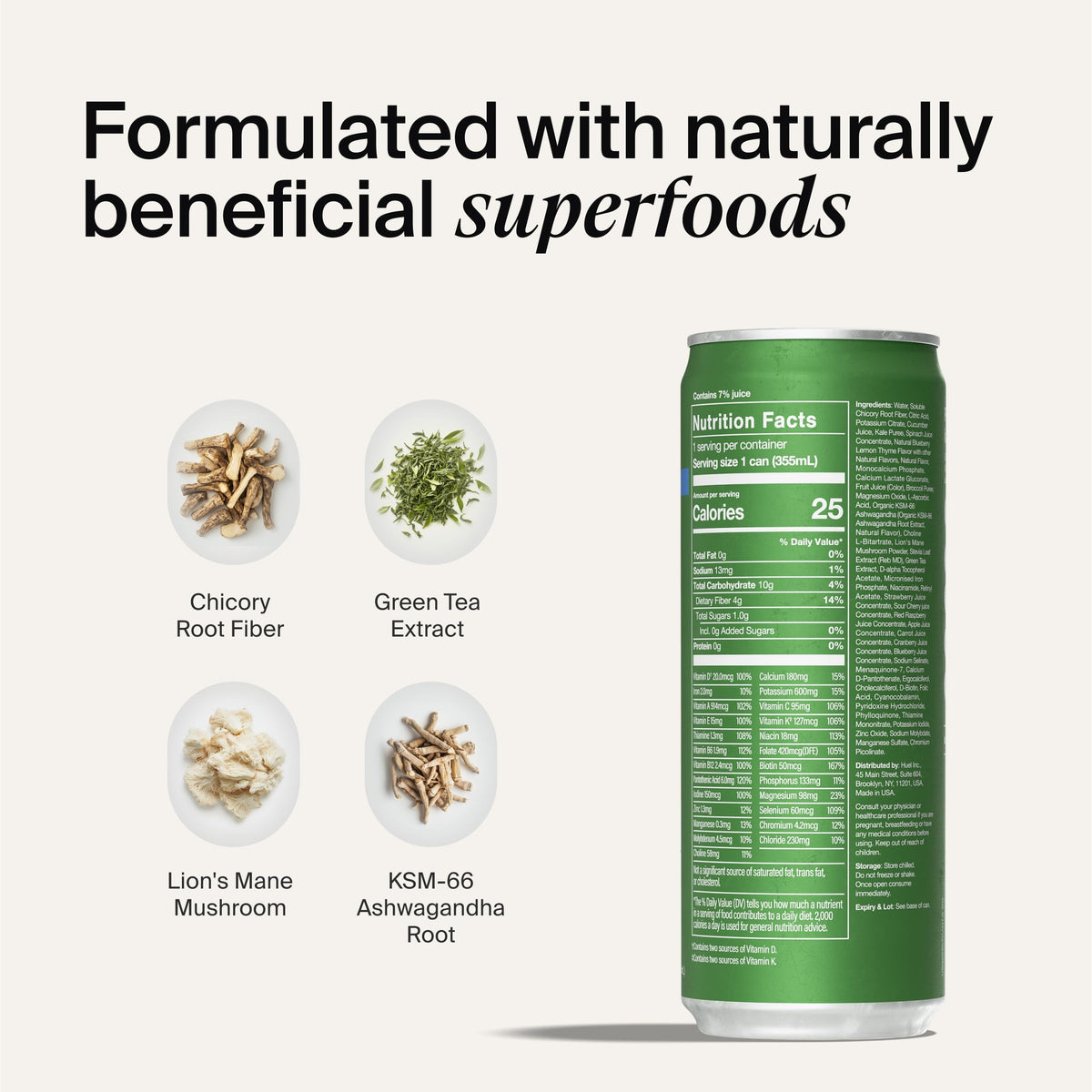 Huel Daily Greens boisson sur une table de petit-déjeuner