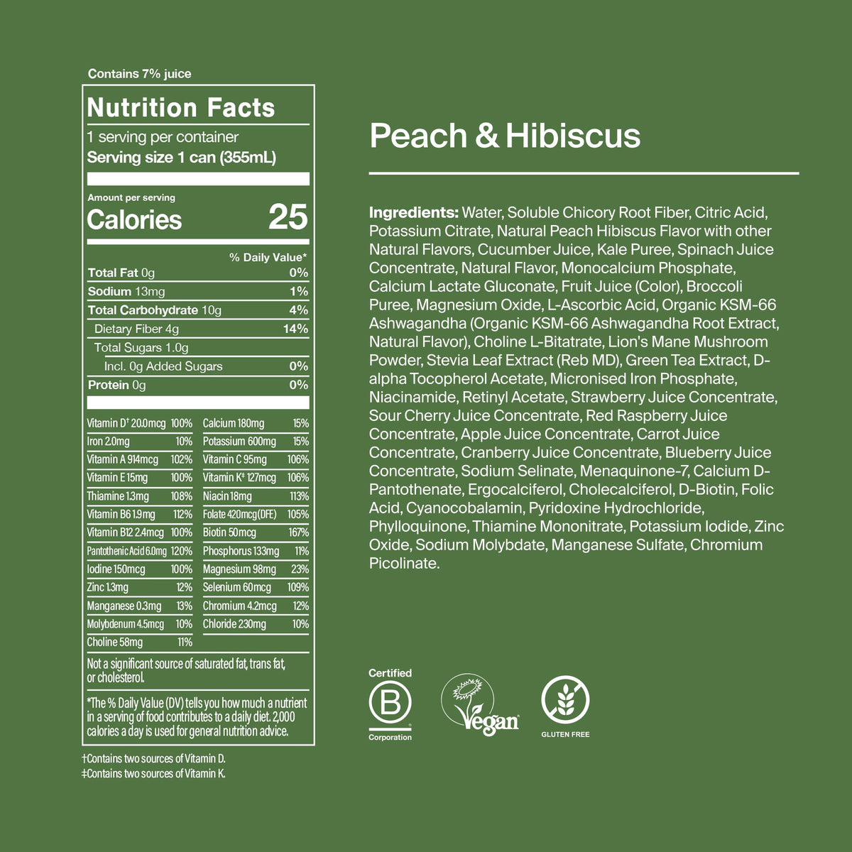 Huel Daily Greens dans un verre avec des fruits