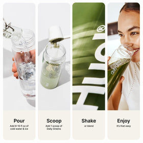Huel Daily Greens en utilisation avec un smoothie