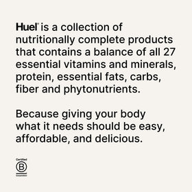 Huel Daily Greens ingrédients à base de plantes sur une table