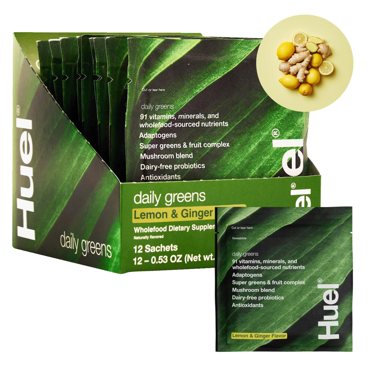 Huel Daily Greens paquet de 12 portions vue avant