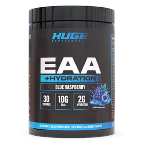 Huge Supplements EAA + Hydratation 10g Acides Aminés Essentiels Framboise Bleue - vue de face
