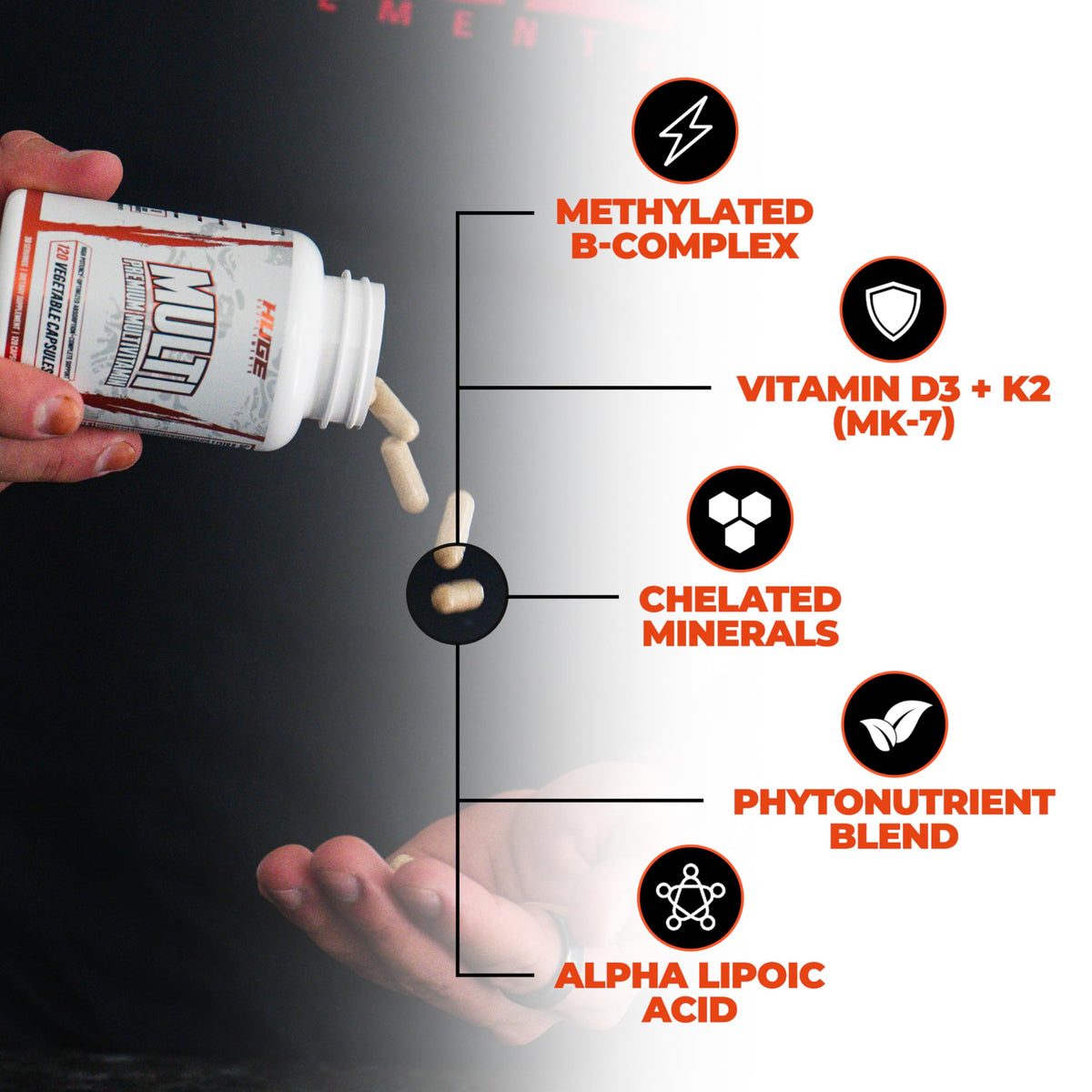 Huge Supplements Huge Multi Multivitamine pour Hommes 120 Capsules - capsules à l'intérieur