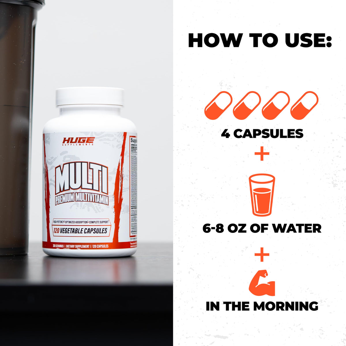 Huge Supplements Huge Multi Multivitamine pour Hommes 120 Capsules - emballage