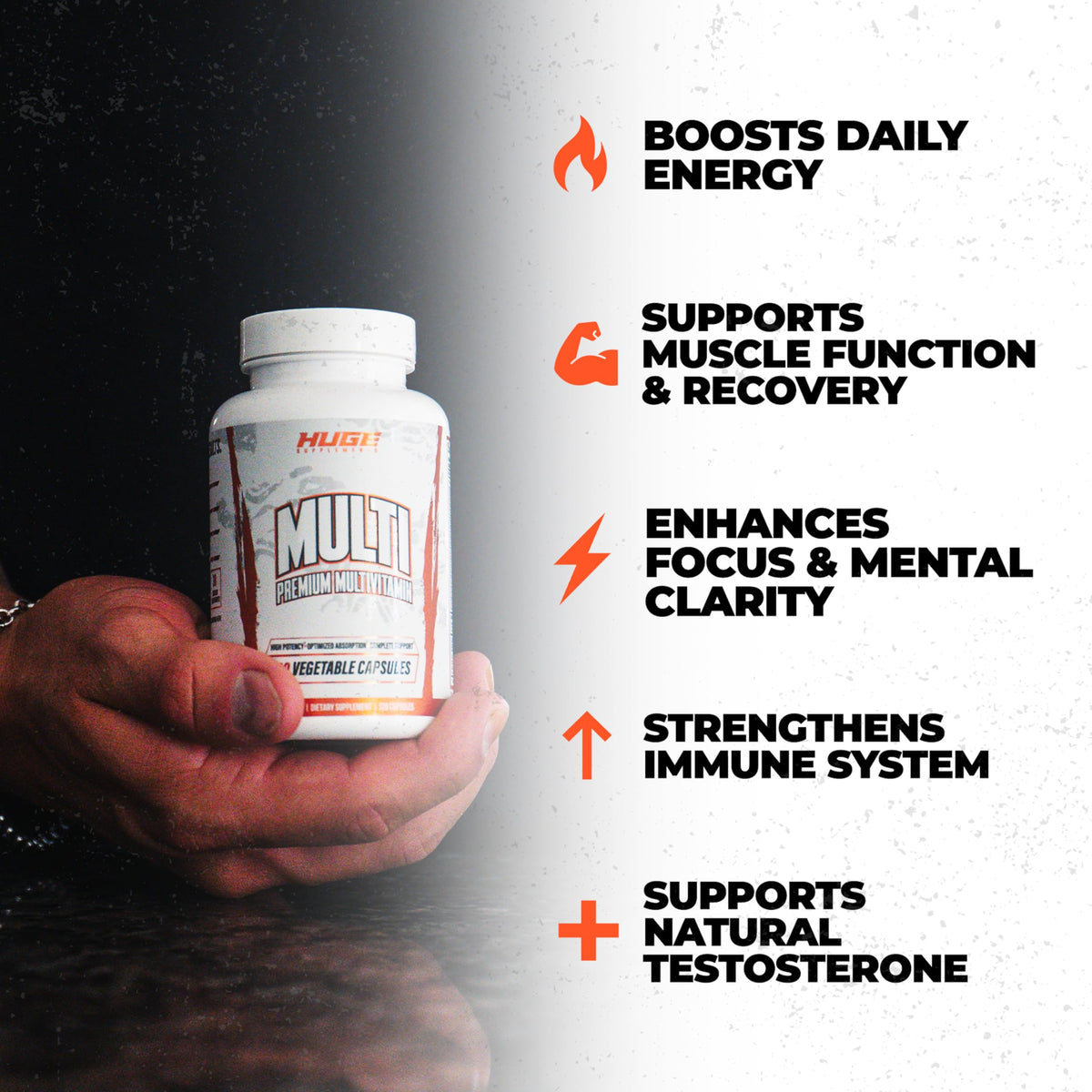Huge Supplements Huge Multi Multivitamine pour Hommes 120 Capsules - vue arrière