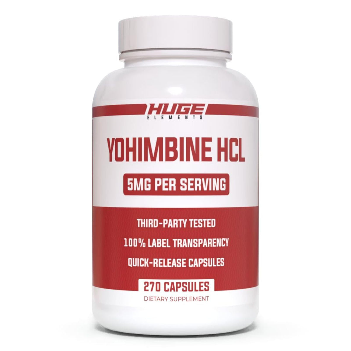 Huge Supplements Yohimbine HCl 5mg 270 Veg Capsules front view