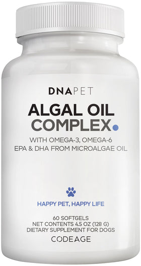 Huile d'Algue DNA PET pour Chiens, 60 capsules en bouteille