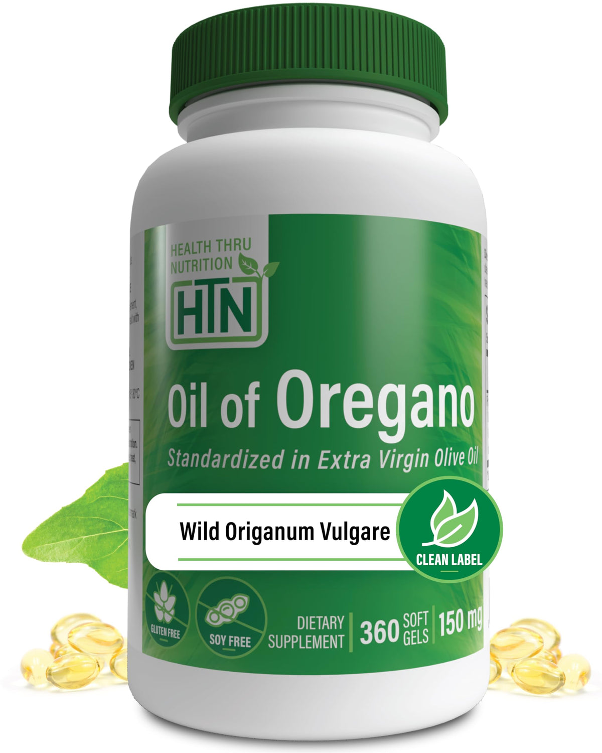 Huile d'Origan Health Thru Nutrition 360 gélules molles vue de face
