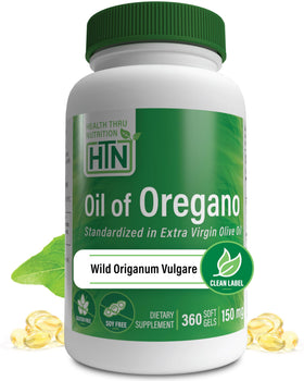Huile d'Origan Health Thru Nutrition 360 gélules molles vue de face