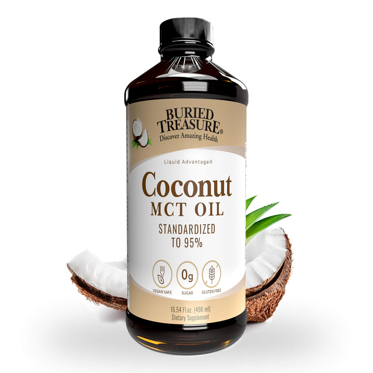 Huile de coco MCT Buried Treasure 16,54 fl oz bouteille avant