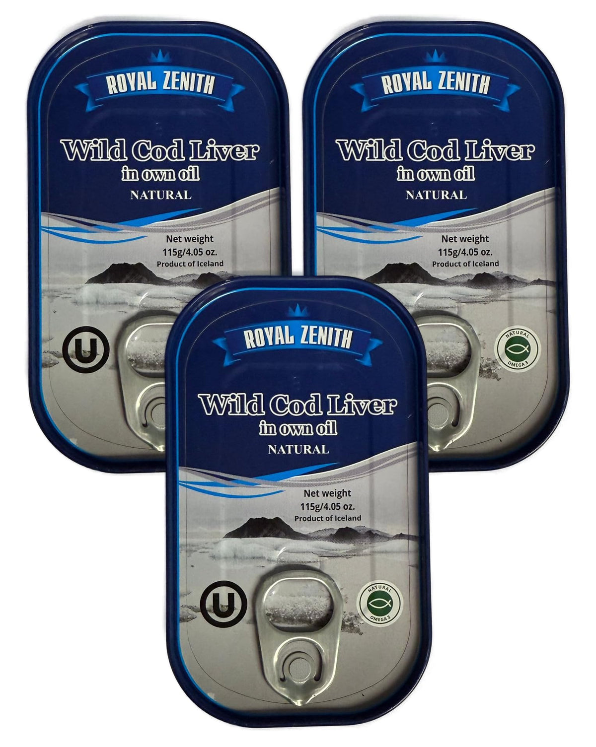 Huile de Foie de Morue Sauvage Islandaise 115g x 3 vue de face