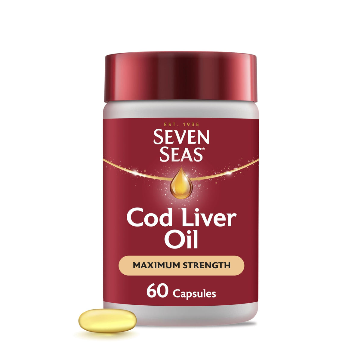 Huile de Foie de Morue Sevenseas 60 Capsules vue de face