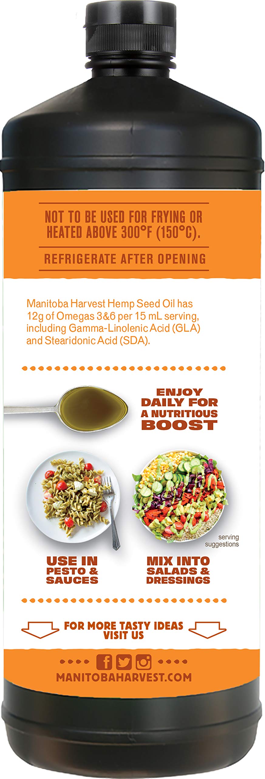 Huile de graines de chanvre Manitoba Harvest sur une table avec des ingrédients