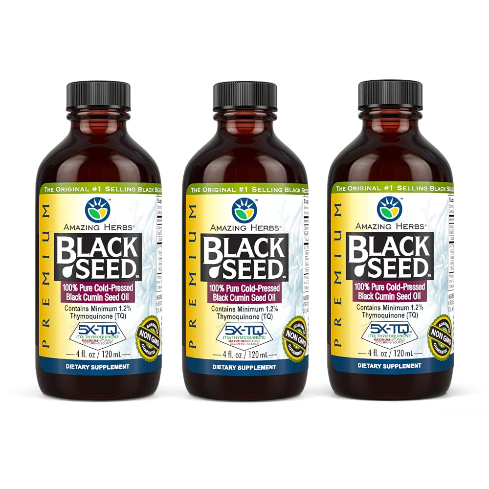 Huile de Graines Noires Amazing Herbs 4 Fl Oz pack de 3