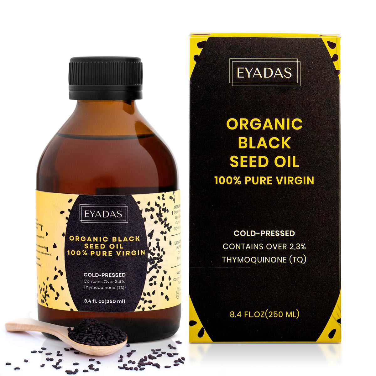 Huile de Graines Noires EYADAS 250 ml bouteille en verre ambré