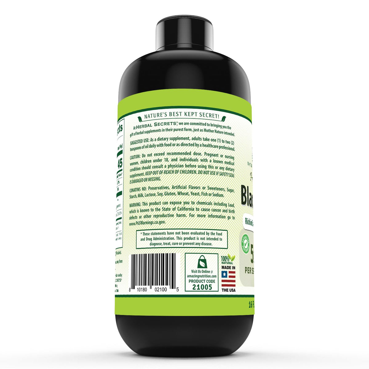 Huile de graines noires Herbal Secrets versée dans une cuillère