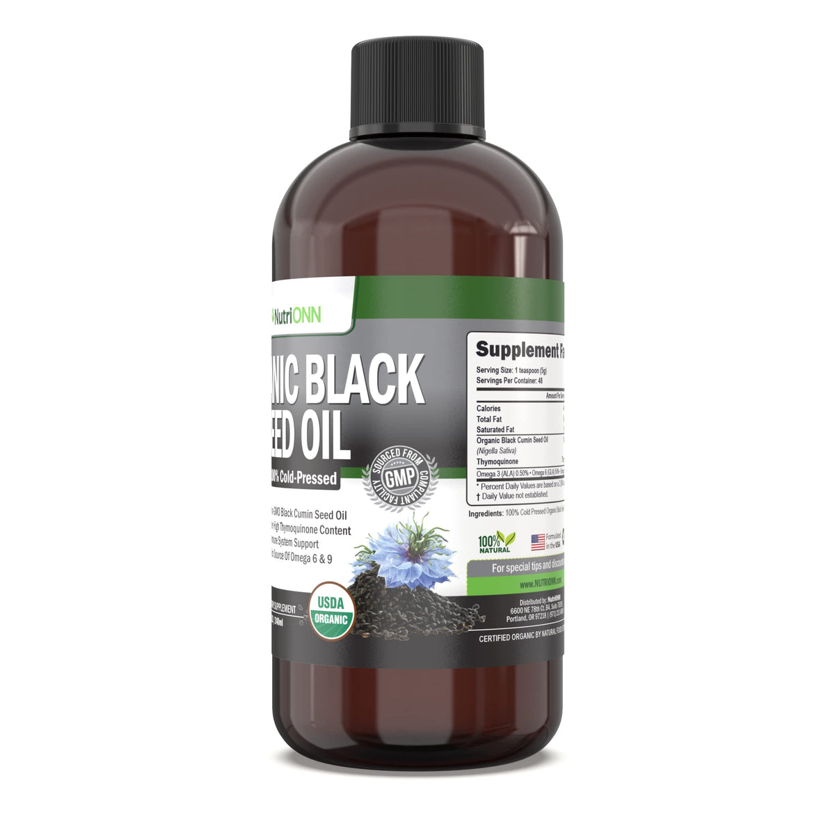 Huile de graines noires NutriONN dans un environnement naturel