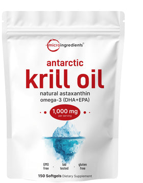Huile de Krill Antartique Micro Ingredients 1 000 mg 150 gélules vue de face