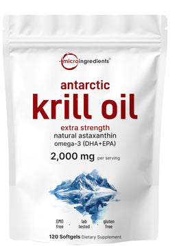Huile de Krill Micro Ingredients 2000mg 120 gélules douces vue de face