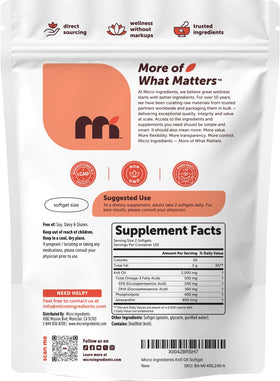 Huile de krill Micro Ingredients en sachet ouvert