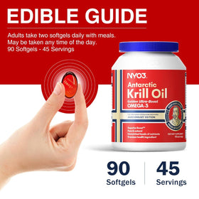 Huile de krill NYO3 sur fond blanc