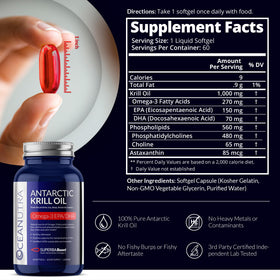 Huile de Krill Pure Oceanutra 1000mg, vue de côté