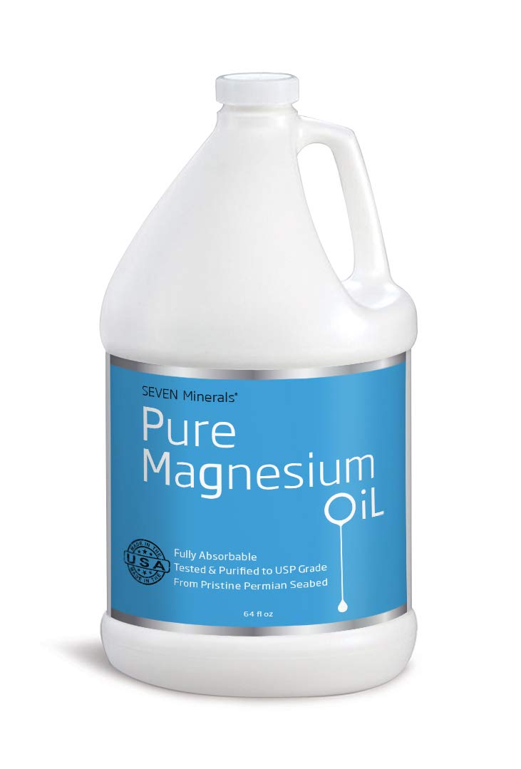 Huile de Magnésium Pure Seven Minerals 64 oz, vue de face avec étiquette