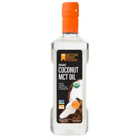Huile de MCT Bio BetterBody Foods 500 ml vue avant avec étiquette