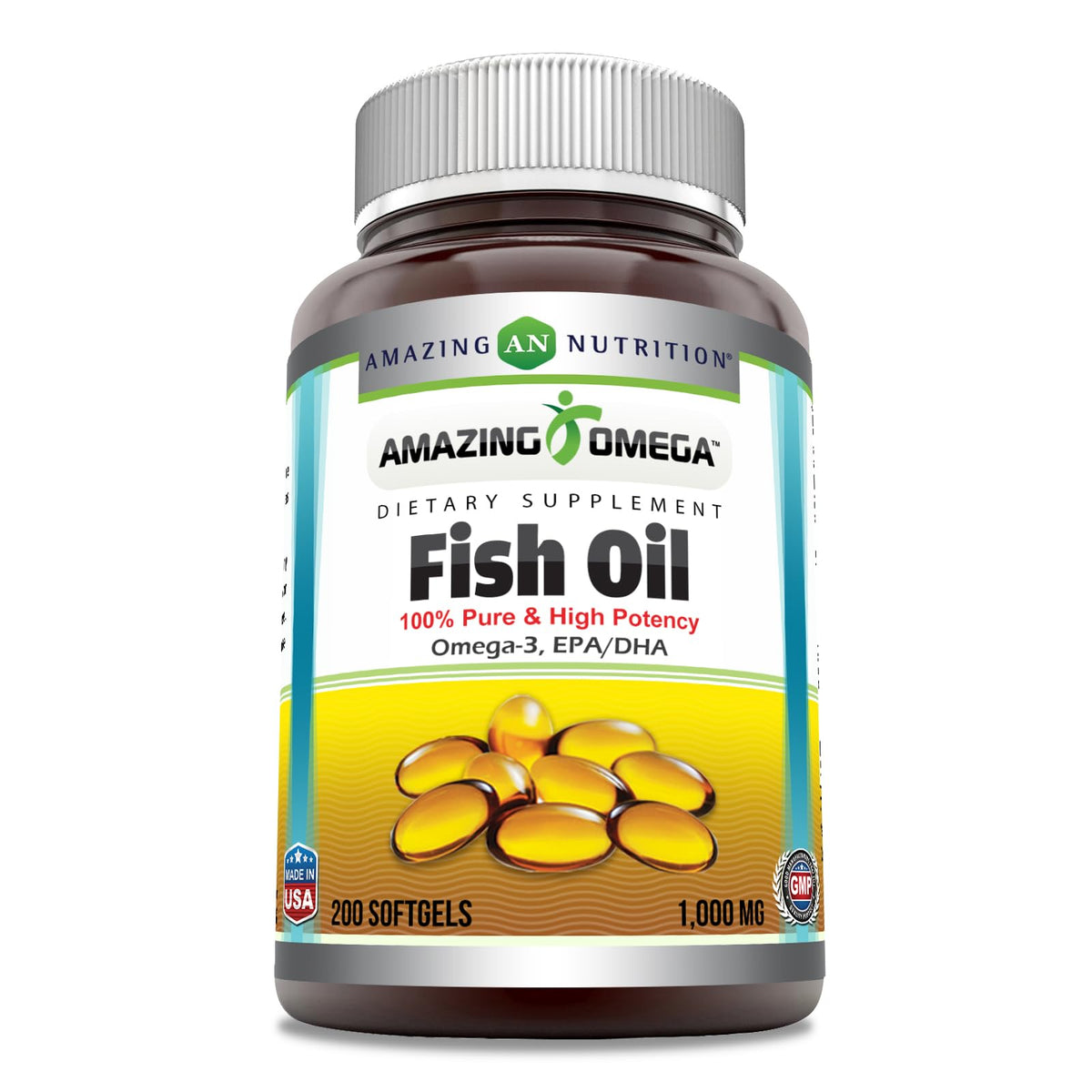 Huile de Poisson Amazing Nutrition 1000 mg bouteille vue avant