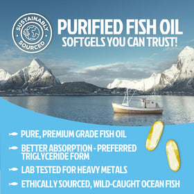 Huile de poisson Omega 3 2400mg gélules en bouteille