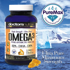Huile de Poisson Omega 3 DPA 2900mg sur une table en bois