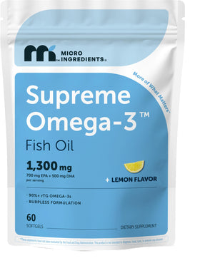 Huile de poisson Omega-3 Micro Ingredients gélules avec goût citron