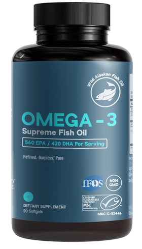 Huile de Poisson Omega-3 Suprême Life & Food, 90 capsules gélatineuses