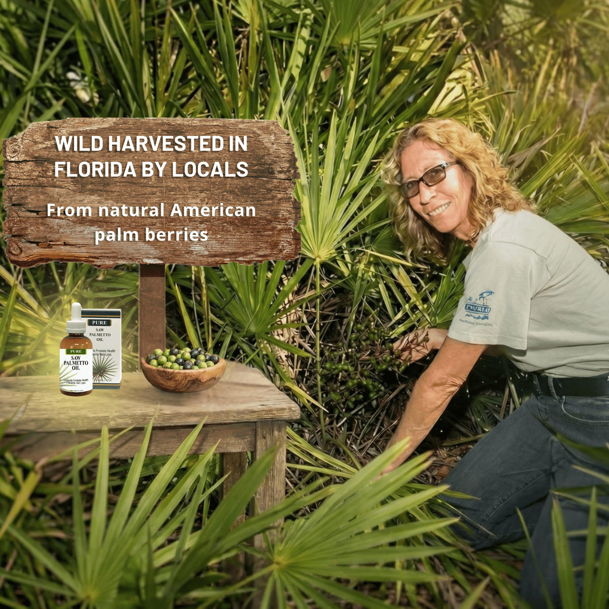 Huile de Saw Palmetto Pure PHYTO LIFE 30 ml avec un verre d'eau