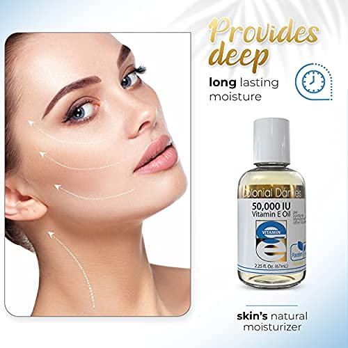 Huile de Vitamine E 50 000 UI versée sur la peau