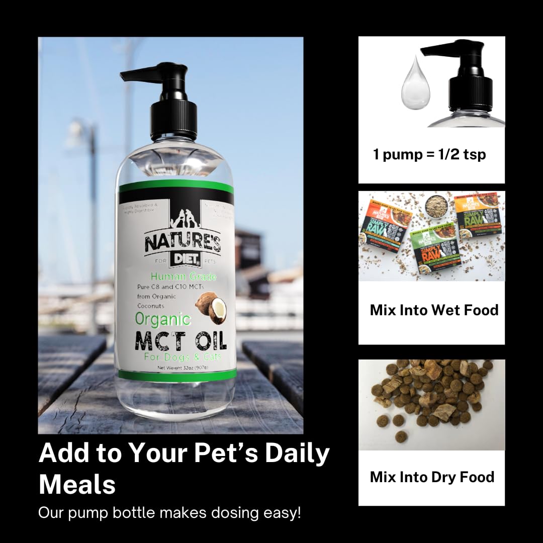 Huile MCT Nature's Diet servie dans un bol pour animaux