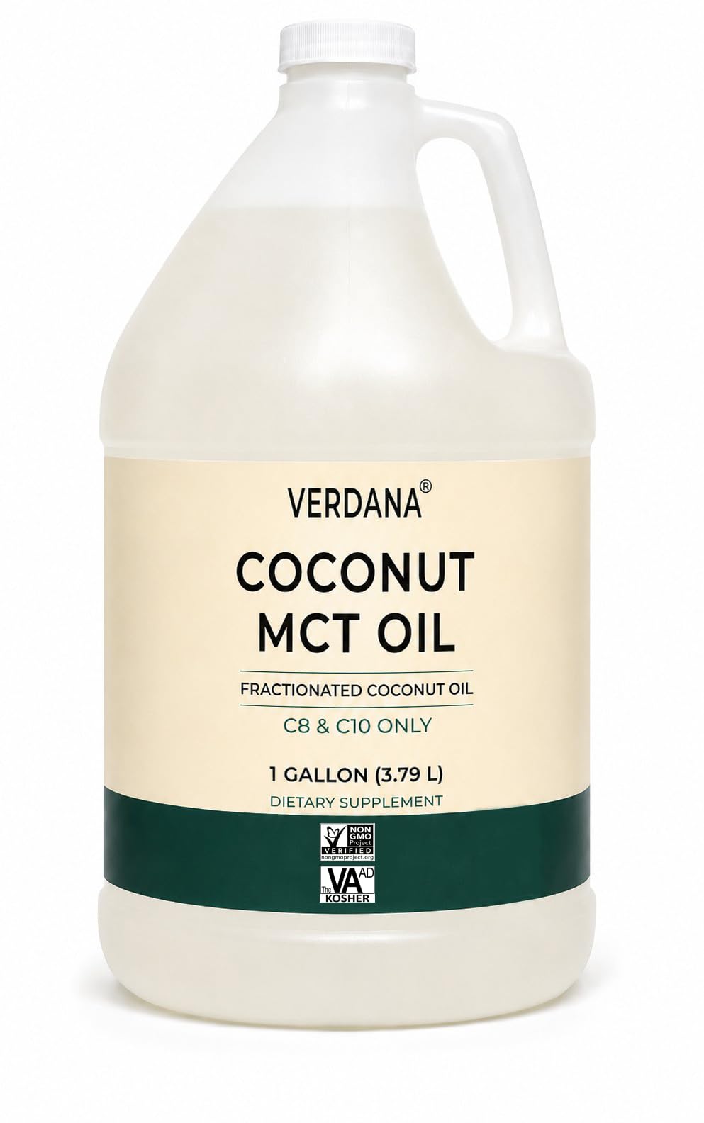 Huile MCT Verdana 1 Gallon vue de face avec étiquette
