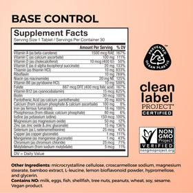 HUM Base Control Multivitamine Femme, étiquette avec ingrédients