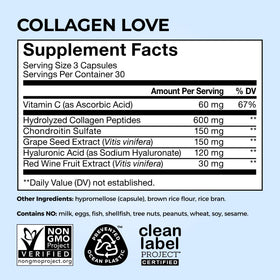 HUM Collagen Love capsules sur fond blanc