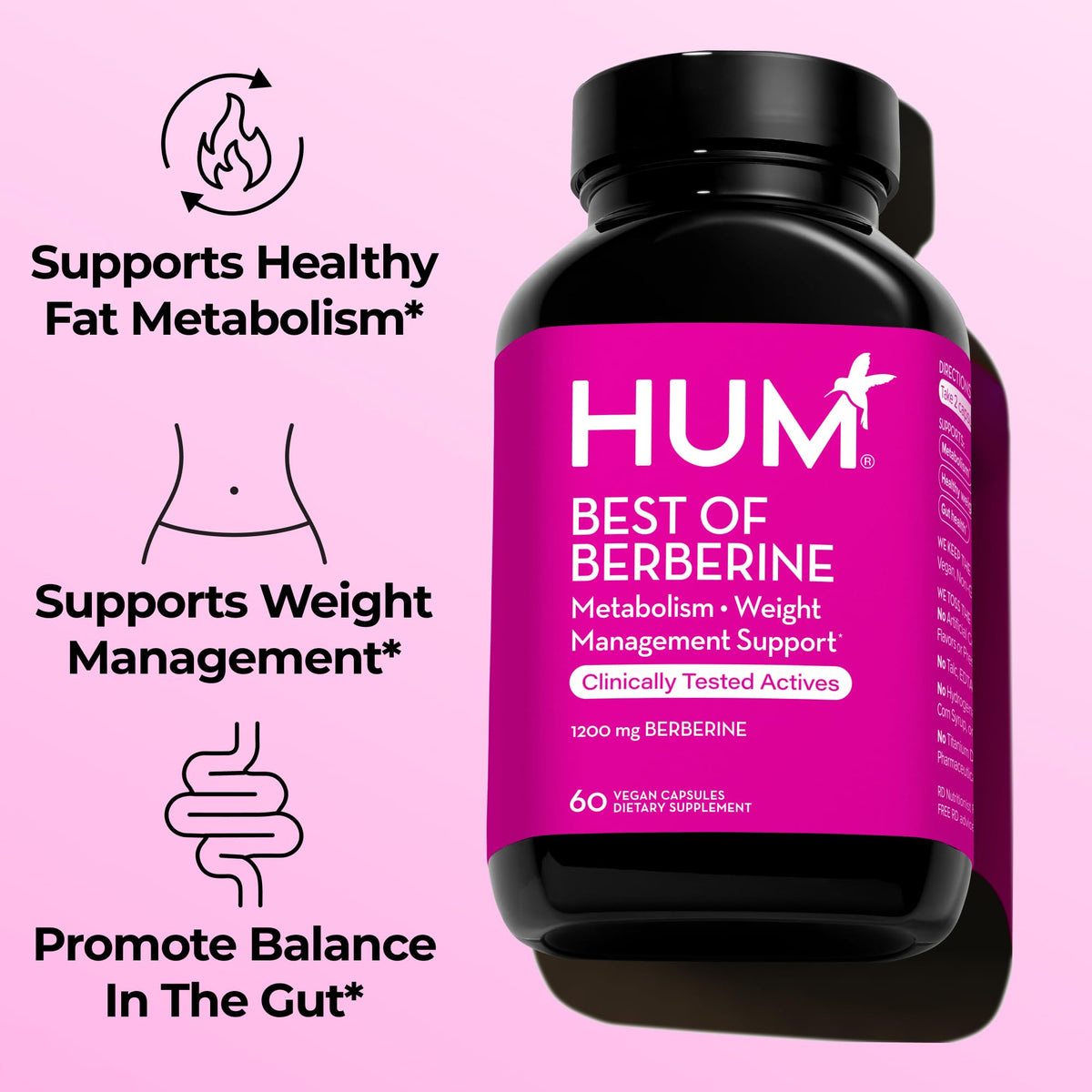 HUM Complément Alimentaire Berbérine 1200mg 60 Capsules avec étiquette