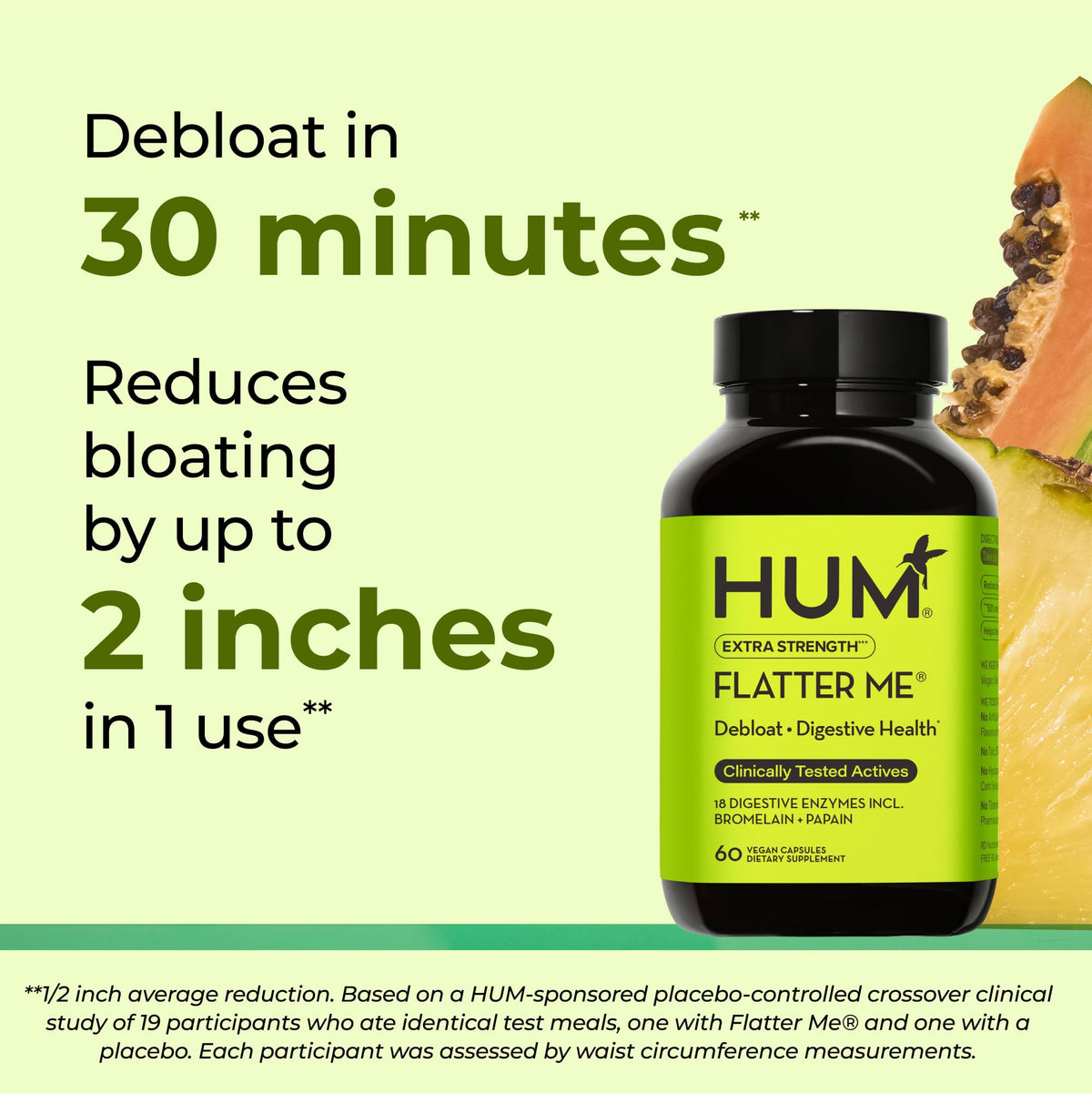 HUM Flatter Me Enzymes daily Extra Fortes 60 Capsules vue arrière