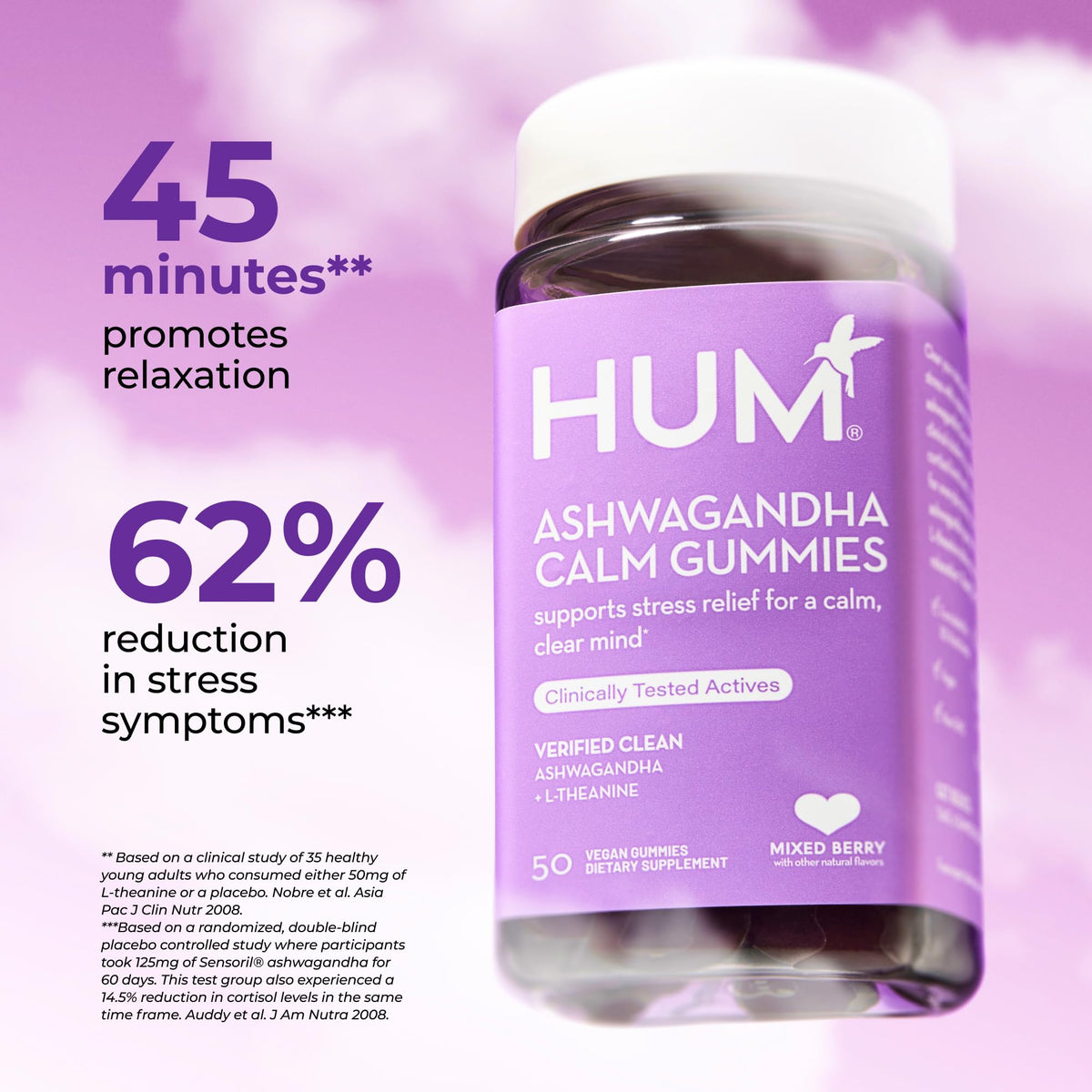 HUM Gummies Calm Ashwagandha ingrédients sur l'étiquette