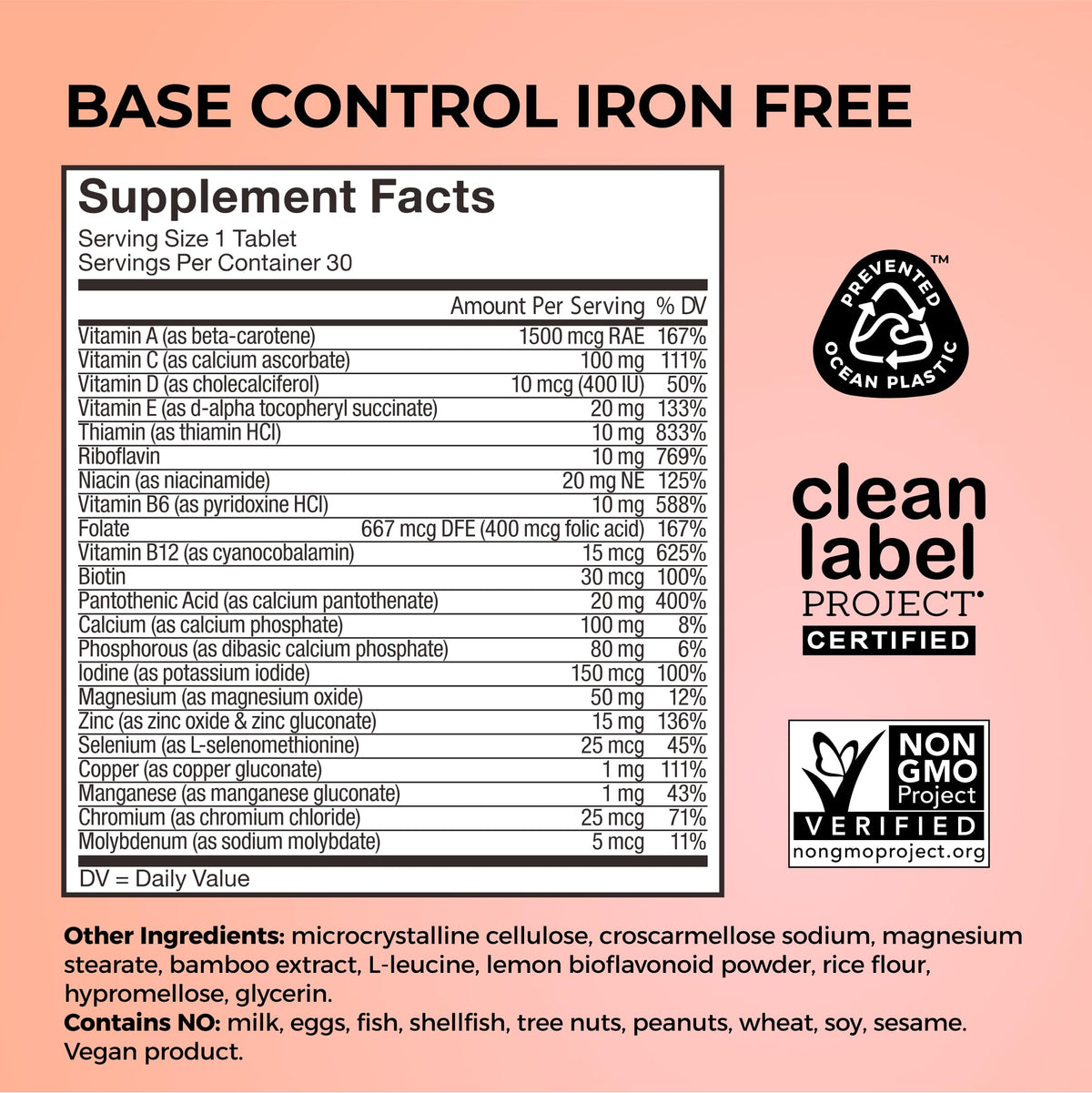 HUM Multivitamines Femmes Base Control ingrédients listés