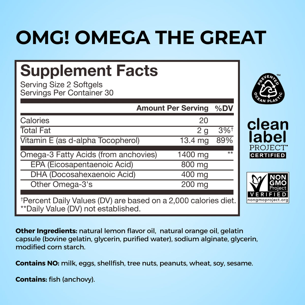 HUM OMG! Omega The Great huile de poisson en bouteille
