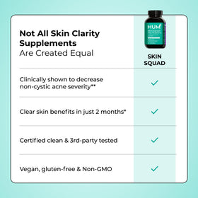 HUM Skin Squad Probiotic capsules dans une main