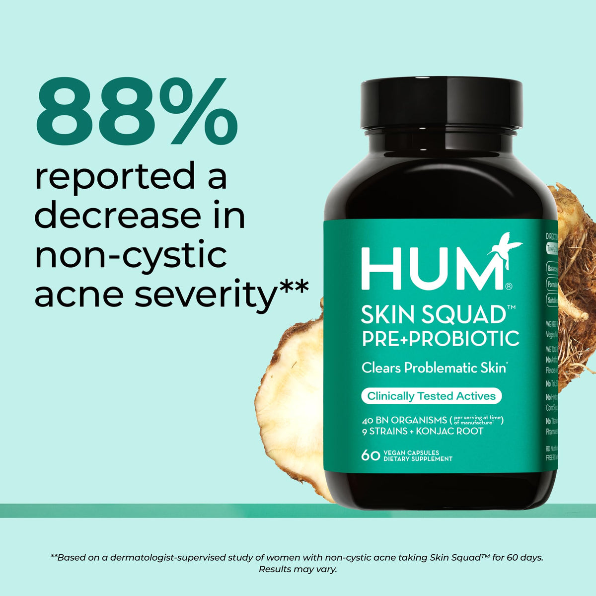 HUM Skin Squad Probiotic capsules ouvertes